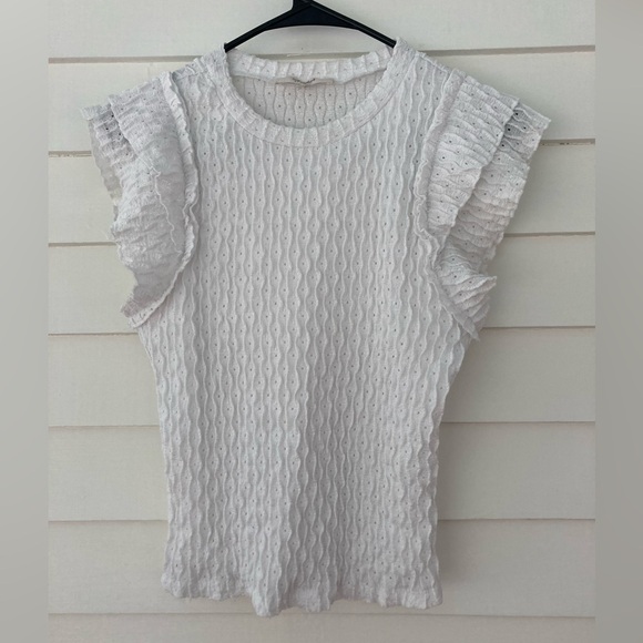 Atelier by Kirious | Eyelet Ruffle White Blouse Size Small - Picture 1 of 7